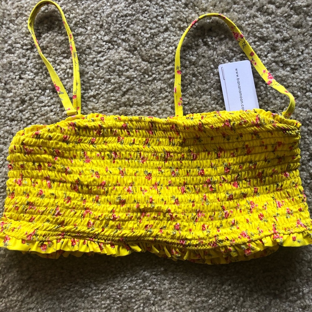 Banana Moon Yellow floral bandeau top SZ 44